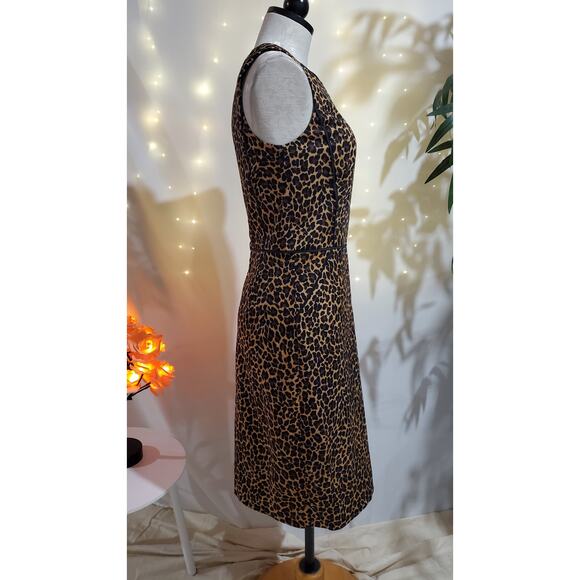 J. Crew NWT Leopard Animal Print Sheath Dress Womens Size 2 Bi-Stretch Cotton - Picture 5 of 13